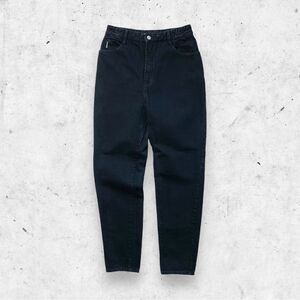 Vtg 90s Bongo Black Jeans, High Rise Mom, Tapered, USA Made, Heavyweight 13 26